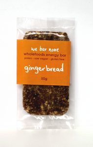 We Bar None gingerbread energy bar - paleo, vegan, gluten free gingerbread.