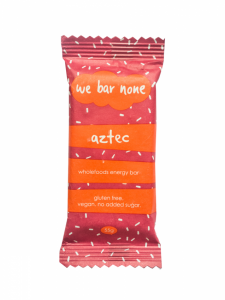 We Bar None energy bars, snack food bars with home compostable packaging, plastic free, gluten free, no added sugar, wholefoods, turkish delight, gingerbread, coconut, chocolate, mint choc, mint slice, aztec, chilli chocolate, healthy snacks