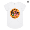 White Mali AS Colour Tshirt with a design that says Plants not Plastic and has a smiling worm